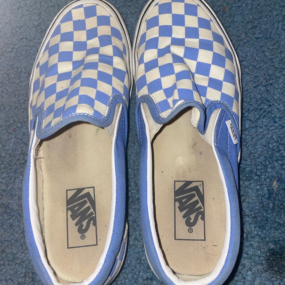 Blue and White Checkered Vans! Womens size 9